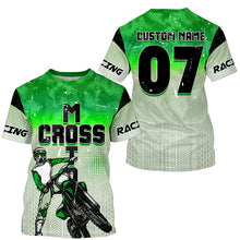 Load image into Gallery viewer, Kid men women custom name&amp;number dirt bike jersey green Motocross racing UPF30+ motorcycle shirt PDT382