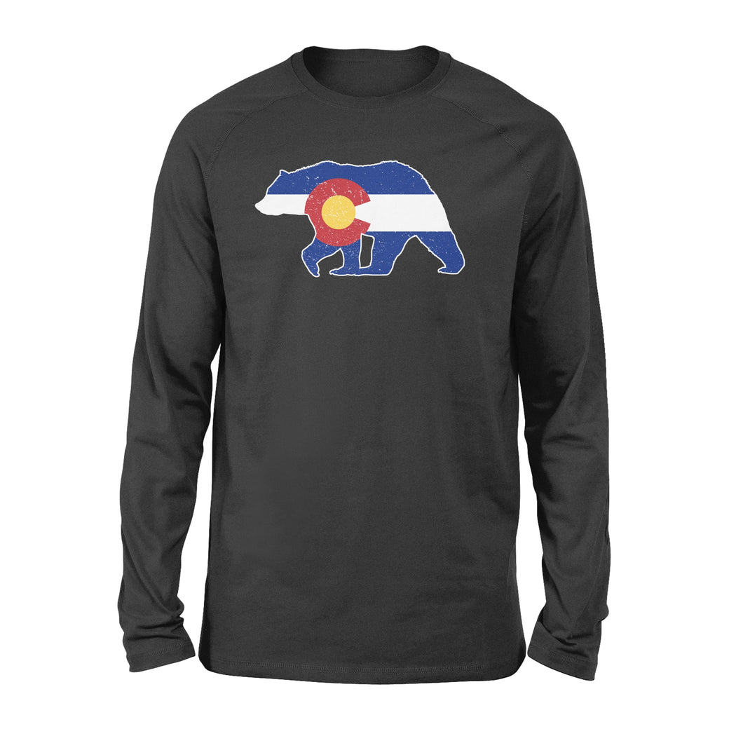 Colorado bear hunting long sleeve shirts,  CO State Flag Bear Hunter - NQSD233