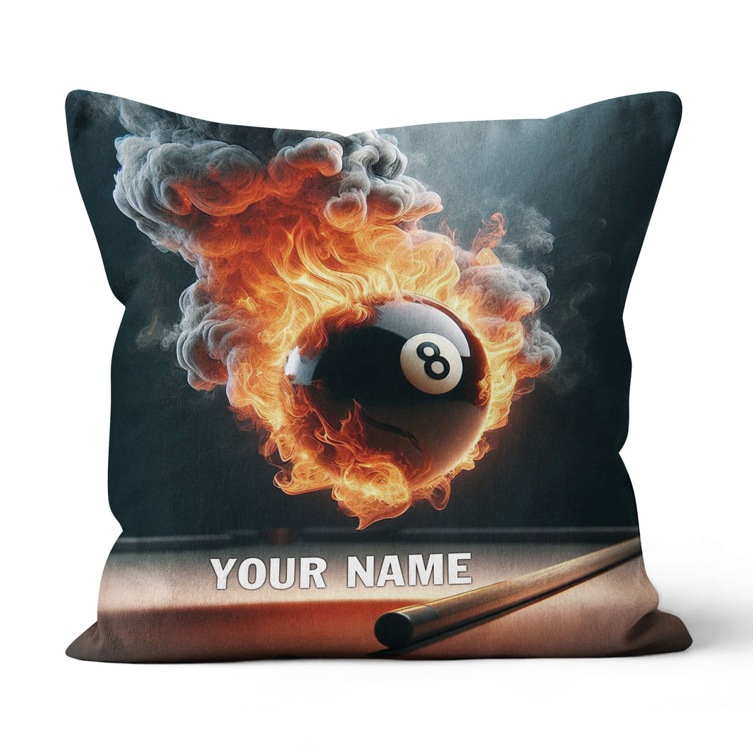 Personalized Flaming 8 Ball Pool Pillow Custom Billiard Pillows Gifts TDM0816