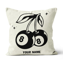 Load image into Gallery viewer, Personalized 8 Ball Cherry Billiards Pillows Custom Beige White Pillow TDM0742