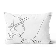 Load image into Gallery viewer, Customized Archery Player Line Drawing White Pillow, Archery Pillow Gift TDM0871