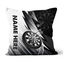 Load image into Gallery viewer, Black White Dartboard Custom Darts Throw Pillow Personalized Darts Gifts LDT1185