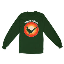 Load image into Gallery viewer, Pheasant Retro Vintage Sunset Custom Name Shirt, Pheasant Hunting Shirt, Gift for Pheasant Lover, Bird Lover Standard Long Sleeve FSD2349D08