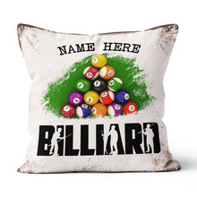 Load image into Gallery viewer, Personalized Billiard Balls Custom Grunge Style Billiard Throw Pillow TDM0898