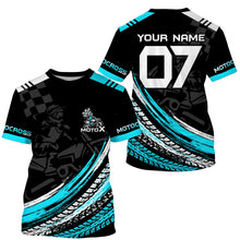 Load image into Gallery viewer, Xtreme blue dirt bike for adult kid youth custom MX jersey UV protective motorcycle riding shirt PDT77