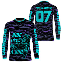 Load image into Gallery viewer, Ride Like A Girl Personalized MX Racing Jersey Girls Women Motocross Dirt Bike Long Sleeves NMS1111