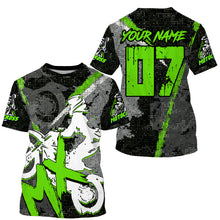 Load image into Gallery viewer, Kids boys girls custom Motocross off-road jersey green UPF30+ xtreme MX dirt bike shirt motorcycle PDT191