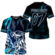 Load image into Gallery viewer, MotoX extreme custom jersey UPF30+ kid&amp;adult Motocross blue dirt bike shirt racing motorcycle PDT46