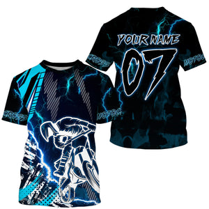 MotoX extreme custom jersey UPF30+ kid&adult Motocross blue dirt bike shirt racing motorcycle PDT46