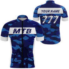 Load image into Gallery viewer, Custom Mens MTB Cycling Jersey Blue Camo Mountain Bike Bicycling Downhill Racing Shirt| NMS817