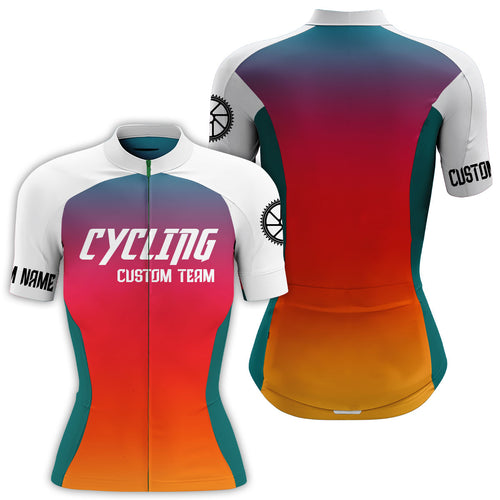 Orange women cycling jersey UPF50+ Breathable biking shirt girl with 3 pockets Custom bicycle gear| SLC126