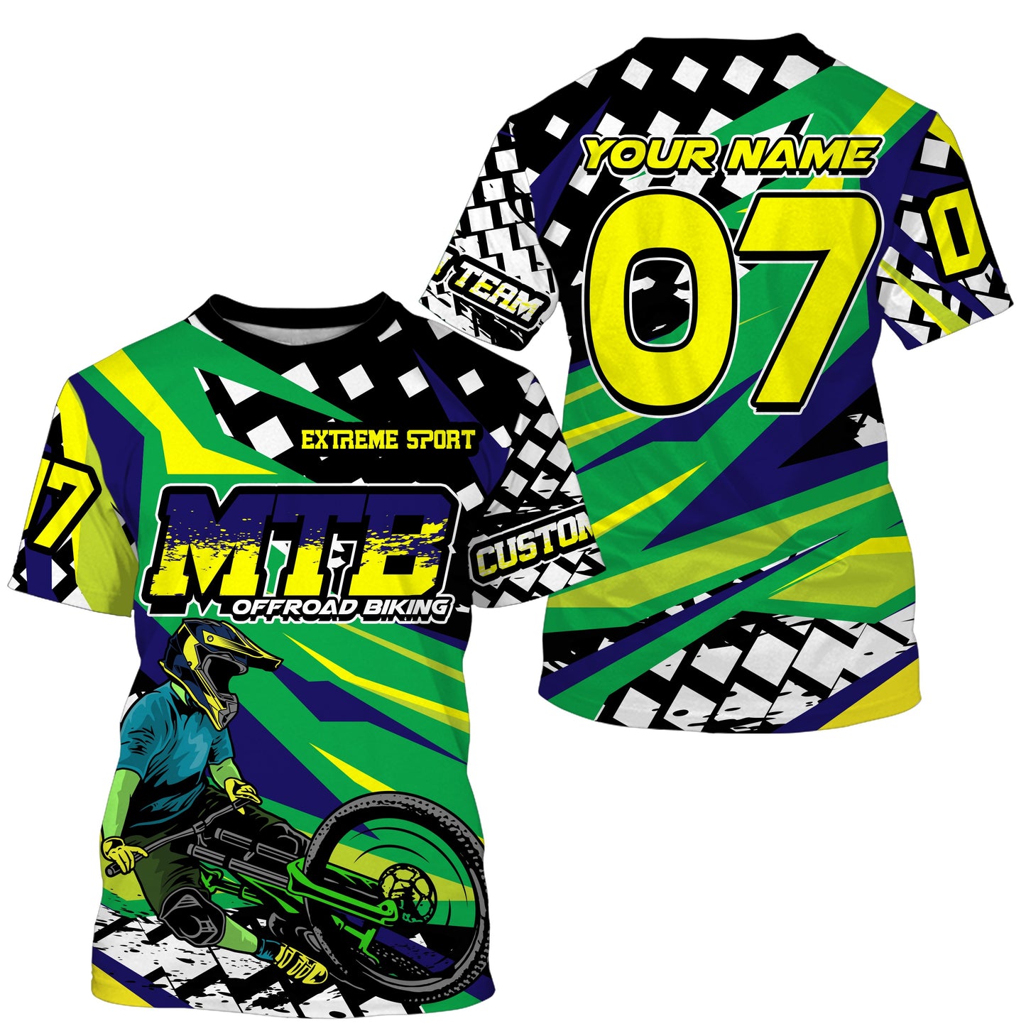 Green mountain bike shirt UPF30+ Personalized Adult kid MTB jersey cycling gear mens| SLC135