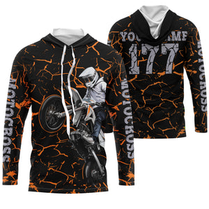 Youth kid adult Motocross racing jersey orange shirt custom UV protective off-road MX extreme biker PDT34