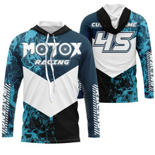 Load image into Gallery viewer, Kids men women custom motocross jersey UPF30+ blue MotoX racing off-road dirt bike riding shirt PDT114