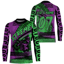 Load image into Gallery viewer, Green adult kid youth personalized MX jersey Motocross shirt UPF30+ dirt bike xtreme motorcycle PDT29