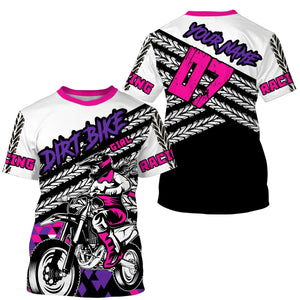 Biker girl pink custom MX jersey UPF30+ dirt bike kid adult Motocross racing shirt motorcycle PDT60