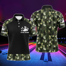 Load image into Gallery viewer, Personalized Men Polo Bowling Shirt Camo Balls and Pins Team Short Sleeves Men Bowlers Jersey NBP12