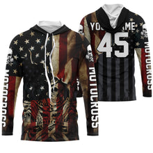 Load image into Gallery viewer, Patriotic Motocross jersey custom name number UPF30+ American flag adult&amp;kid MX racing motorcycle NMS958