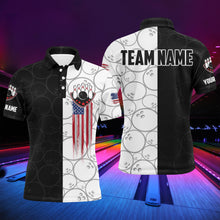 Load image into Gallery viewer, American Flag Men Polo Bowling Shirt Personalized Patriotic Bowlers Custom Team Short Sleeves Jersey NBP14