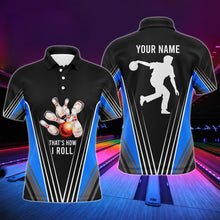 Load image into Gallery viewer, Personalized Men Polo Bowling Shirt That&#39;s How I Roll Blue Bowling Track Short Sleeve Men Bowlers NBP04