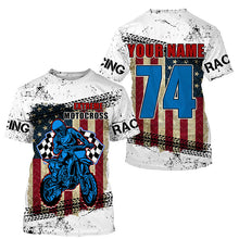 Load image into Gallery viewer, Personalized Motocross jersey for kid adult UPF30+ Patriotic dirt bike shirt American Flag PDT398
