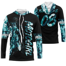 Load image into Gallery viewer, MotoGirl personalized jersey UPF30+ motocross girl blue camo dirt bike riding shirt women bikers NMS1023