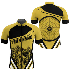 Yellow Men cycling jersey Custom biking tops UPF50+ bicycle gear Breathable bike shirt with pockets| SLC60