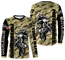 Load image into Gallery viewer, Motocross Rider Personalized Long Sleeves Hoodie T-shirt, Camo All Over Printed Motorcycle Off-road Racing| NMS299