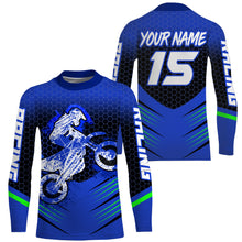 Load image into Gallery viewer, Youth kid adult dirt bike jersey UV blue Motocross custom off-road MX racing shirt motorcycle PDT104