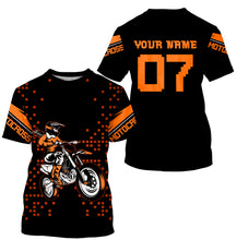 Load image into Gallery viewer, Girls women personalized motocross jersey UPF30+ orange dirt bike racing off-road motorcycle riders NMS982