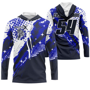 Youth kid adult custom jersey for Motocross UPF30+ blue MX shirt biker extreme off-road motorcycle PDT98