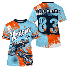 Load image into Gallery viewer, Personalized blue Motocross jersey adult&amp;kid dirt bike shirt UV protective MX extreme motorcycle PDT21