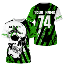 Load image into Gallery viewer, Skull MotoX jersey custom number motocross UV protective green dirt bike racing motorcycle racewear NMS948