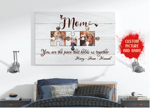 Personalized Mom Canvas| Mom Hold Us Together Mom Photo| Mom Birthday Gifts for Her Mom Mother's Day Gift JC210