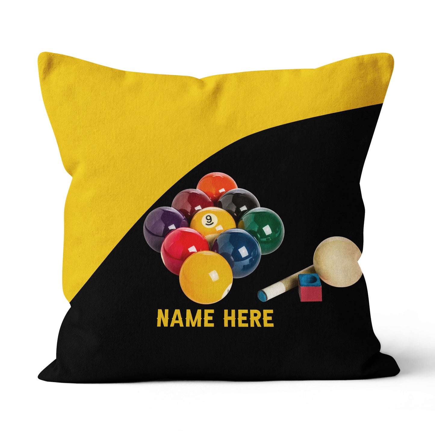 Custom Yellow Black Billiard Balls Pillow, Personalized Billiard Pillows TDM0883