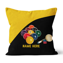Load image into Gallery viewer, Custom Yellow Black Billiard Balls Pillow, Personalized Billiard Pillows TDM0883