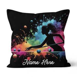 Colorful Women Billiard Player Custom Throw Pillow, Billiard Pillow Gift TDM0831