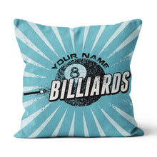 Load image into Gallery viewer, Personalized Blue Vintage 8 Ball Billiards Pillow Custom Billiards Gifts VHM0823