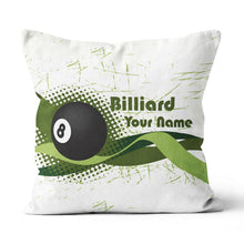 Load image into Gallery viewer, Personalized Green 8 Ball Billiards Pillow Custom Gifts For Pool Players VHM0852