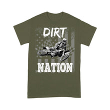 Load image into Gallery viewer, Dirt Bike Men T-shirt - Dirt Nation American Flag Biker Tee - Cool Extreme Motocross Shirt| NMS235 A01