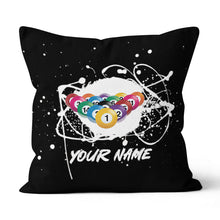 Load image into Gallery viewer, Custom Grunge Billiard Balls Black Pillow, Personalized Pillows Billiard TDM0791