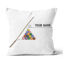 Load image into Gallery viewer, Personalized Pool Billiards Games Pillows, Custom Billiard White Pillows TDM0811
