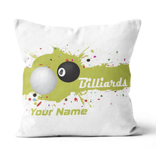 Load image into Gallery viewer, Personalized Green Splash 8 Ball Billiard Pillow Custom Billiards Gifts VHM0850
