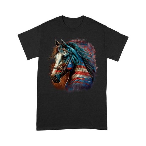 Love Horse American Flag T Shirts, Patriotic Horse Lovers Outfits IPHW3875