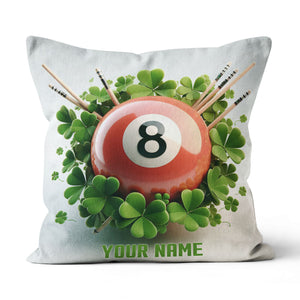 Funny Red Billiard Ball And Clovers Custom White Pillows, Billiard Gifts TDM0817