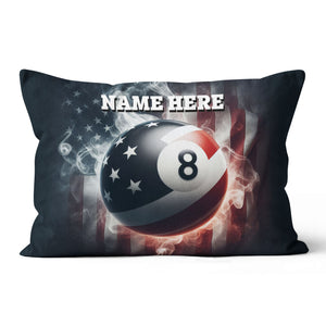 Personalized 8 Ball Pool US Flag Smoke Pillow, Patriotic Billiard Pillow TDM0852