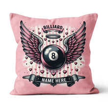 Load image into Gallery viewer, Personalized Pink Billiard With Wings Pillow, Best Valentine Gifts For Billiard Lover TDM0884