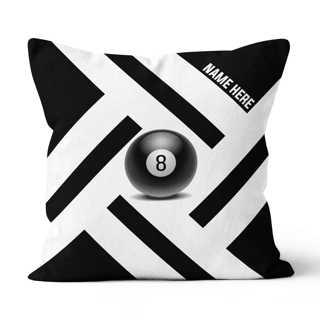 Custom Black White 8 Ball Pool Pillow, Best Personalized 8 Ball Pillows TDM0902