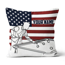 Load image into Gallery viewer, Patriotic US Flag Billiard Player Pillows Custom Billiard Throw Pillow TDM0823