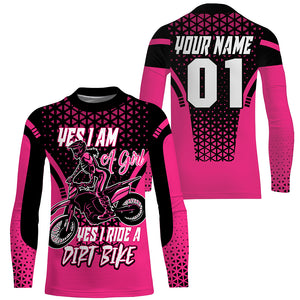 Custom Motocross Jersey Pink UPF30+ Women Girls Dirt Bike Shirt Racing Long Sleeves NMS1356